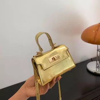 Лакированная кожа с глянцевым каменным узором, портативная маленькая квадратная сумка 2024 года, новая сумка через плечо с красным конвертом, универсальная женская сумка для поездок на работу серебряный