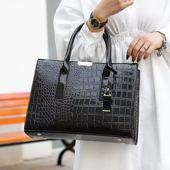 Лакированная кожа женские сумки-мессенджеры крокодиловые женские сумки через плечо для женщин высококачественные женские сумки 34x13x24cm коричневый