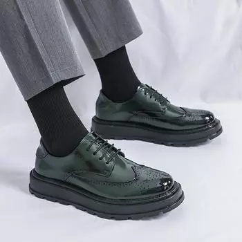 Лакированная кожаная мужская обувь Модный британский стиль дизайна Отдых на природе Деловая вечеринка Свадебное платье Популярная обувь -45 38 чёрный