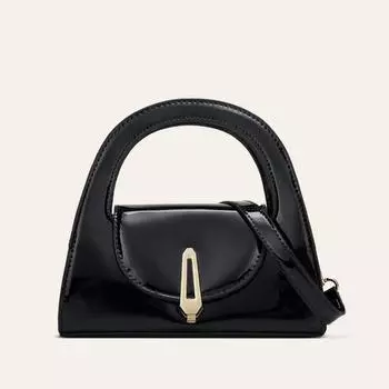 Лакированная кожаная яркая женская сумка с замком «Темперамент», маленькая квадратная сумка через плечо чёрный