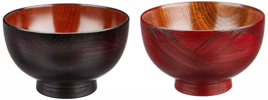 Лакированная парная миска для супа от Nakatani Brothers Company Yamanaka, линия Negoro/Akebono W17-4