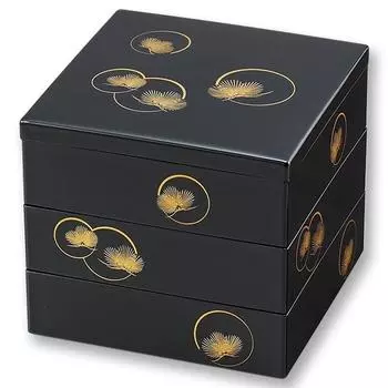 Лакированная посуда Maeju, тяжелая, сосна Halo 6,5, трехъярусная 7R-603 чёрный