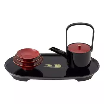 Лакированные изделия Яманака, тосо, журавль, благоприятная чаша для сакэ, набор подставок для тосо, лакированные изделия Яманака, традиционное ремесло, сделанное в Японии, Новый год чёрный