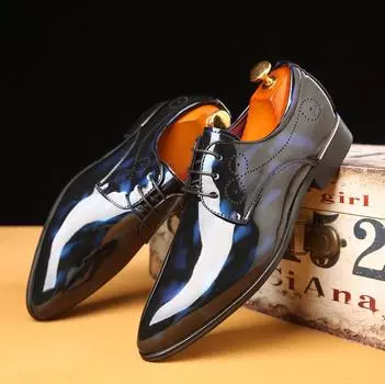 Лакированные кожаные туфли-оксфорды для мужчин, модельные туфли, мужские деловые туфли с острым носком, деловые, свадебные, больших размеров, мужские модельные туфли 38 серый
