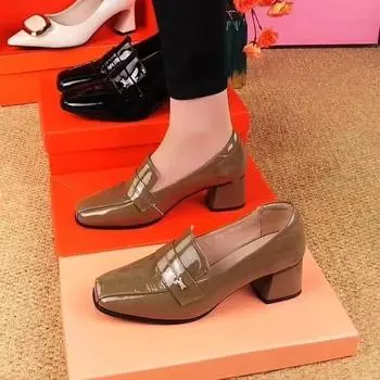 Лакированные рабочие туфли женские черные мягкие подошвы удобны для длительной работы, не устают от стояния, профессиональные одинарные туфли интервью 35