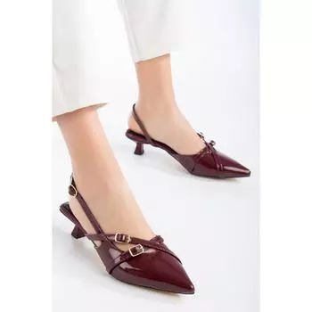 Лакированные туфли на каблуке орехового цвета