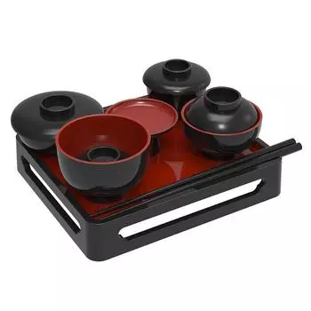 Лакированный набор Будды дюймов Kurouchi киноварь буддийская утварь Obon принадлежности Gozen Set 4.5