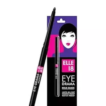 LAKM Elle 18 Eye Drama Bold Black Pencil Kajal 0,35 г, матовый финиш Kajal Black, водостойкий, не размазывающийся и долговечный Kajal с матовым финишем