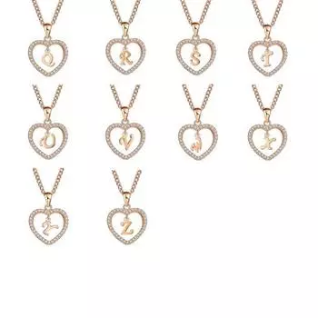 Лаконичное полое сердце с алфавитом, унисекс, ожерелье, ювелирное изделие, кулон-цепочка, декор B золотистый