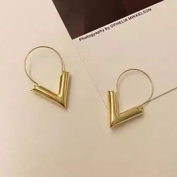 Лаконичные Личность Золото Большая V-образная Геометрические Серьги Преувеличенные Висячие Серьги Модные Ювелирные Аксессуары для Женщин Gold