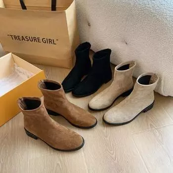 Лаконичные женские ботильоны из ткани на квадратном каблуке с острым носком, женские современные ботинки, туфли для женщин, лодочки с молнией сзади 35 хаки