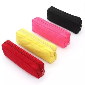 Лаконичный однотонный черный пенал на молнии большой пенал косметичка школьные канцелярские принадлежности