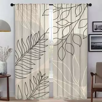 Лаконичный стиль Растения Плотные шторы для комнаты 2 панели Современные шторы для гостиной Тюль для спальни Оттенки Разделительная кухня W50xH70cmx2pcs-CL