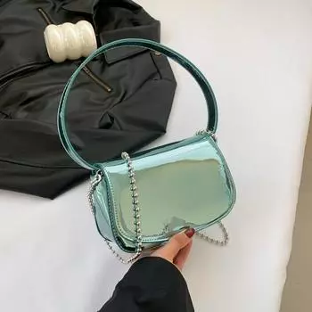 Лаковая кожа, модная зеркальная однотонная трендовая сумка для подмышек, женская сумка 2024, новая цепочка в западном стиле на одно плечо, через плечо, внешняя торговля