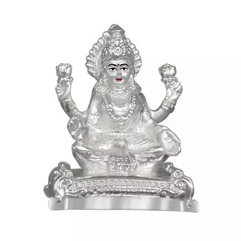 Lakshmi MATA Idol for Home Decor Showpiece Statue of Goddess Laxmi Ji Murti for Puja Room, Festival Gift Figurine for Prosperity, Wealth серебряный