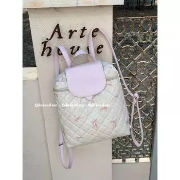 LaLa Land ACC/Love Knot Original Homemade Print Cute Young Adult Bow Backpack Schoolbag Purple