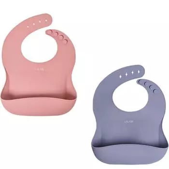 Lalabee силиконовый нагрудник 2 шт., красный, лавандовый, 1 комплект