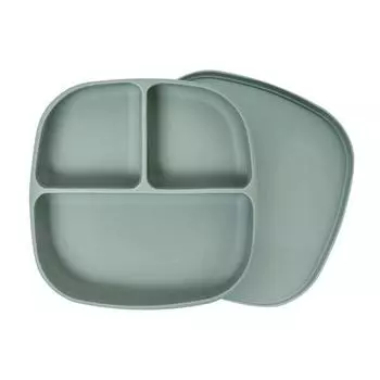 Lalabee силиконовый поднос для детского питания на присоске, зеленый, поднос для еды + крышка подноса для еды, популярные корейские товары для родителей