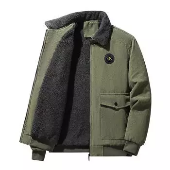 Lamb Cashmere Cotton-padded Jacket Men s New Corduroy Jacket Thickened with Velvet Cotton Coat Lapel Jacket Men s Jacket M