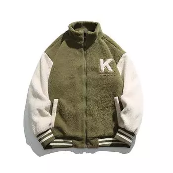 Мужская бейсбольная куртка из овечьей шерсти, новая осенне-зимняя, американского трендового бренда, с вышивкой букв, свободная повседневная хлопковая куртка со стойкой L