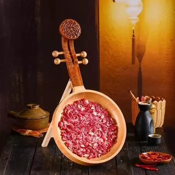 Lamb hot pot plate Beef creative plate Special vertical tableware Hot pot specialty dishes dinner plates Wooden pipa disc