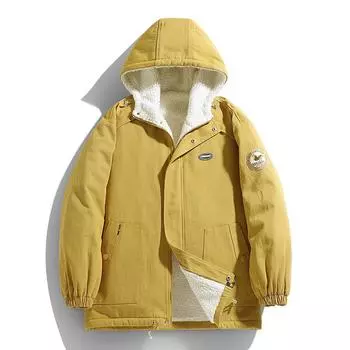 Мужское зимнее утолщенное теплое хлопковое пальто из хлопка с велюром ягненка, трендовое мужское пальто в гонконгском стиле, одежда для пар, модная и красивая мужская одежда M