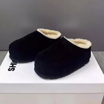 Lamb wool frosted shoes women s season new thick-soled heightening plush warm fluffy slippers women 35