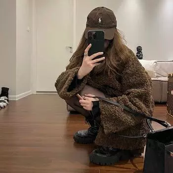 Lamb wool imitation fur coat women s 2024 new small fragrant wind Mao Mao coat thickened medium and long loose top tide S cotton below 52.5kg