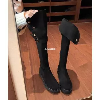 Lamb wool over the knee boots women s autumn and winter thick-soled boots thickened velvet cotton boots warm snow boots 35
