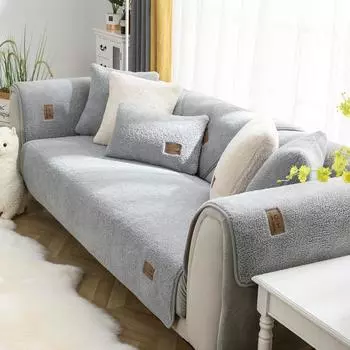 Подушка для дивана из овечьей шерсти, зимняя утолщенная флисовая подушка, нескользящий кожаный чехол для дивана, осенне-зимний чехол из ткани 70*70cm