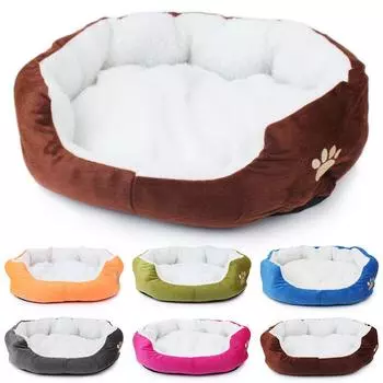 Lambswool Warm Dog House with Pet Mat for Small Dogs Small 45x40x11CM оранжевый