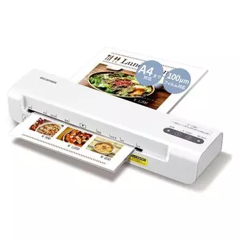 Ламинатор Iris Ohyama Совместим с форматом A4 Простота эксплуатации Компактное время 4 минуты Функция нагрева Оснащен рычагом LM42X ~100 м Автоматическое отключение подогрева белый