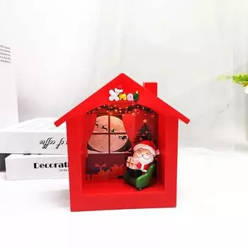 Lamp Warm Night Light Battery Powered Cartoon Cute Santa Claus House Shaped Right