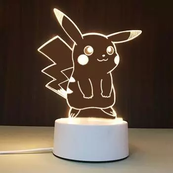 Лампа 3d Акрил Usb Светодиодные Ночники Рождество Рождество День рождения Украшения Подарки Pikachu