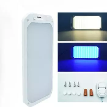 Лампа для автофургона, трехцветная, мягкий свет, квадратный потолок, регулируемая яркость, лампа для чтения warm white