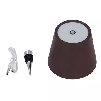 Лампа для бутылок вина, 3-цветная, плавная регулировка яркости, светодиодная, сенсорное управление, перезаряжаемая, беспроводная, для бутылок коричневый