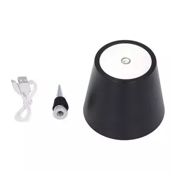 Лампа для бутылок вина, 3-цветная, плавная регулировка яркости, светодиодная, сенсорное управление, перезаряжаемая, беспроводная, для бутылок чёрный