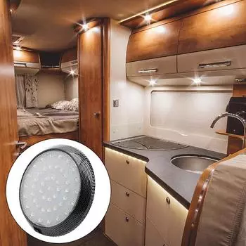 Лампа для чтения, белый круглый стиль, автомобильный купольный потолочный светильник для внутреннего освещения, универсальный 46 светодиодов, 12 В, светодиодный светильник для чтения в салоне автомобиля Black