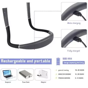 Лампа для чтения на шею, новинка, гибкие шейные светильники, беспроводная лампа для чтения, портативная USB-лампа для чтения, перезаряжаемая через USB синий