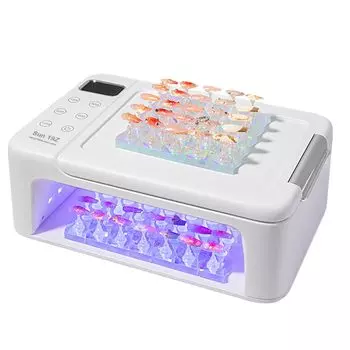 Лампа для ногтей 3 в 1, УФ-светодиодная лампа для ногтей с подставкой под ногти, 288 Вт, 63 светодиода, автоматическое включение датчика освещения с таймером, светодиодная ЖК-панель, лампа для гелевых ногтей с обоими