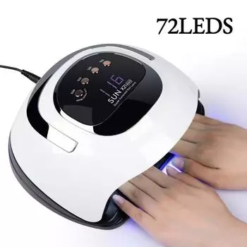Лампа для ногтей 72 светодиода Профессиональная лампа для ногтей с автоматическим определением Портативная сушилка для ногтей Маникюрные инструменты EU белый