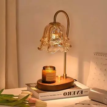 Лампа для подогрева свечей с деревянной основой, функцией таймера, регулируемой яркостью, ароматизированная воскотопка, декоративная настольная лампа A