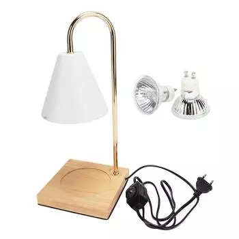 Лампа для подогрева свечей с регулируемой яркостью, бездымная, декоративная, для арома-свечей, для плавления воска, с деревянным основанием белый