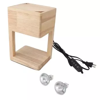 Лампа для подогрева свечей с таймером, регулируемый свет, 2 лампочки, электрическая грелка для свечей на Рождество Wood Color