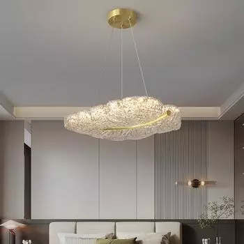 Лампа для спальни полного спектра для ухода за глазами, креативная современная минималистичная художественная полная медь, новые лампы для гостиной с перьями Diameter-50cm