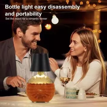 Лампа для винных бутылок Беспроводная лампа USB Перезаряжаемая Регулируемая яркость Сенсорное управление Мягкий свет Без мерцания Светодиодная лампа для винных бутылок A белый
