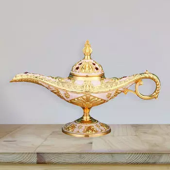 Лампа Джинна Курильница Волшебный Держатель Декоративный Домашний Аромат Винтажный Светильник Желаний Gold White