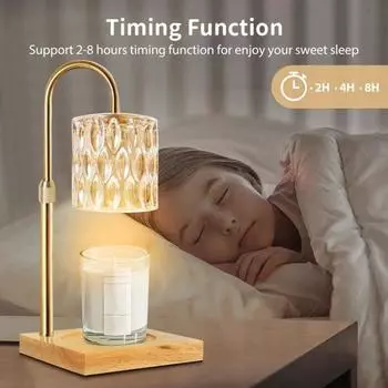 Лампа-грелка для свечей с 2 лампочками, регулируемая яркость, мягкое свечение, без мерцания, регулируемая высота, лампа-грелка для свечей с деревянным основанием US Plug