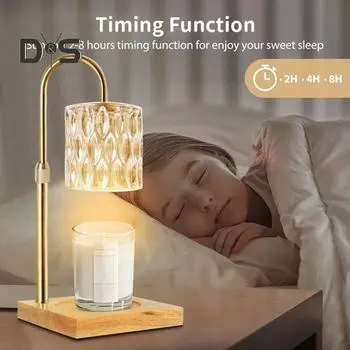 Лампа-грелка для свечей с 2 лампочками, регулируемая яркость, мягкое свечение, без мерцания, регулируемая высота, лампа-грелка для свечей с деревянным основанием US Plug