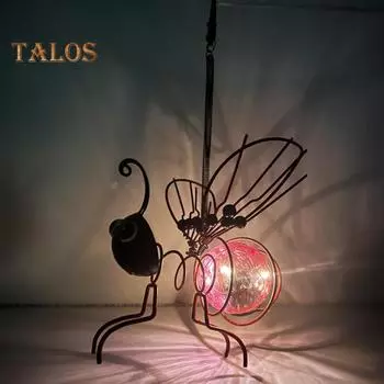 Лампа-имитатор насекомых, подвесная лампа на солнечных батареях для украшения сада, светодиодная наружная лампа от насекомых с пружинами, солнечные гирлянды для балкона на заднем дворе золотистый